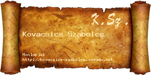 Kovacsics Szabolcs névjegykártya
